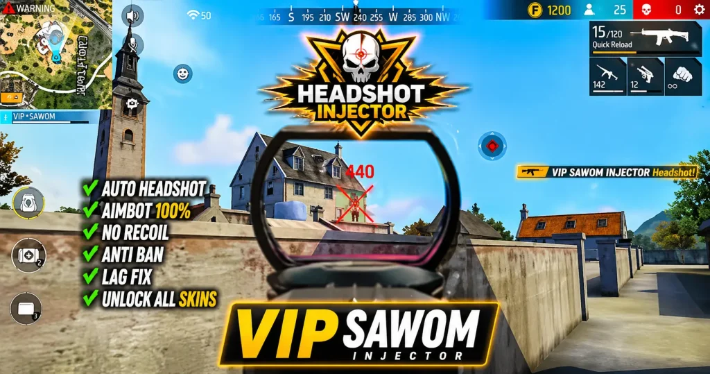 VIP Sawom Injector APK Download (2026) – Auto Headshot, Aimbot, Features & Full Guide for Garena Free Fire